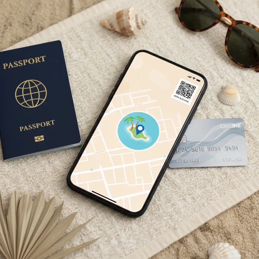 스마트폰 eSIM QR 코드와 여행 준비물