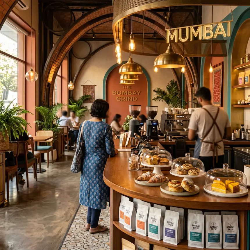 Mumbai modern cafe interior