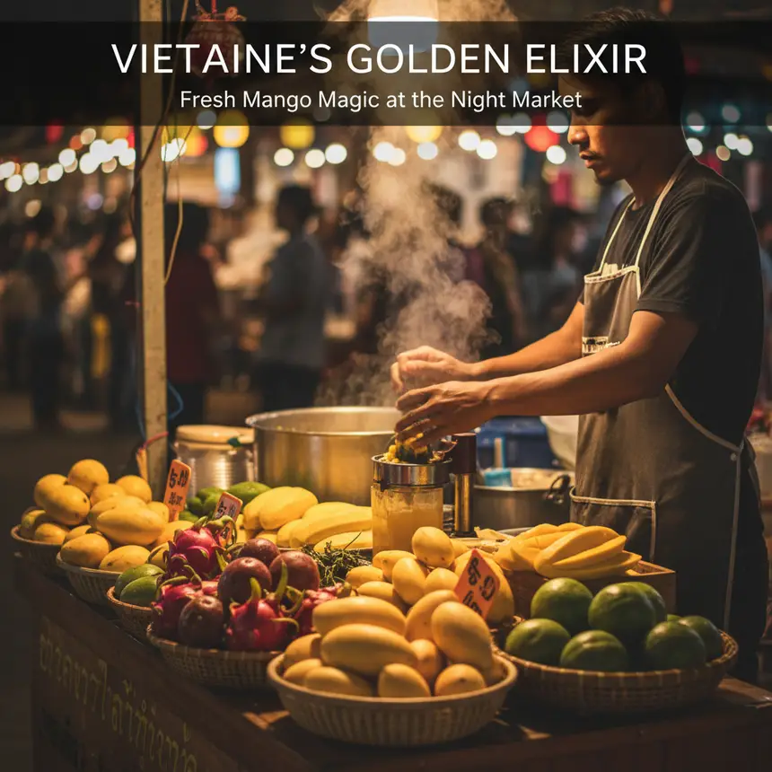 Vientiane night market mango juice stall
