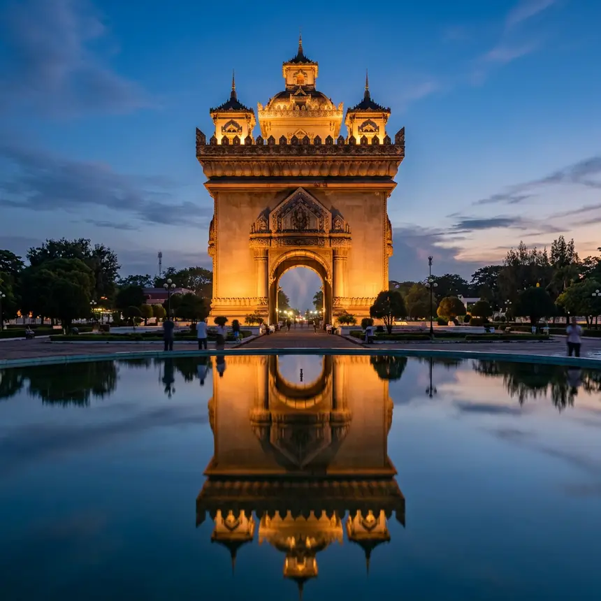 Vientiane Patuxay monument by night