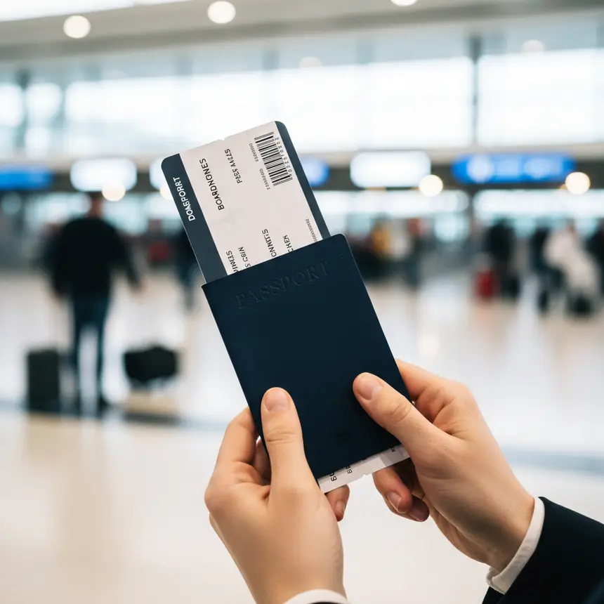 Travel preparations with passport and ticket