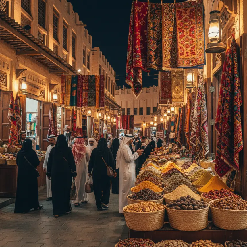 Souq Waqif market, Middle Eastern night market
