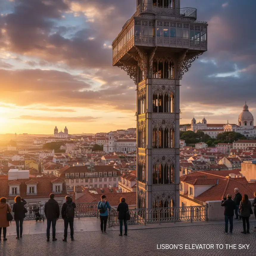 Lisbon neo-Gothic iron elevator