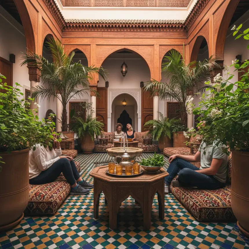 Traditional Moroccan riad courtyard