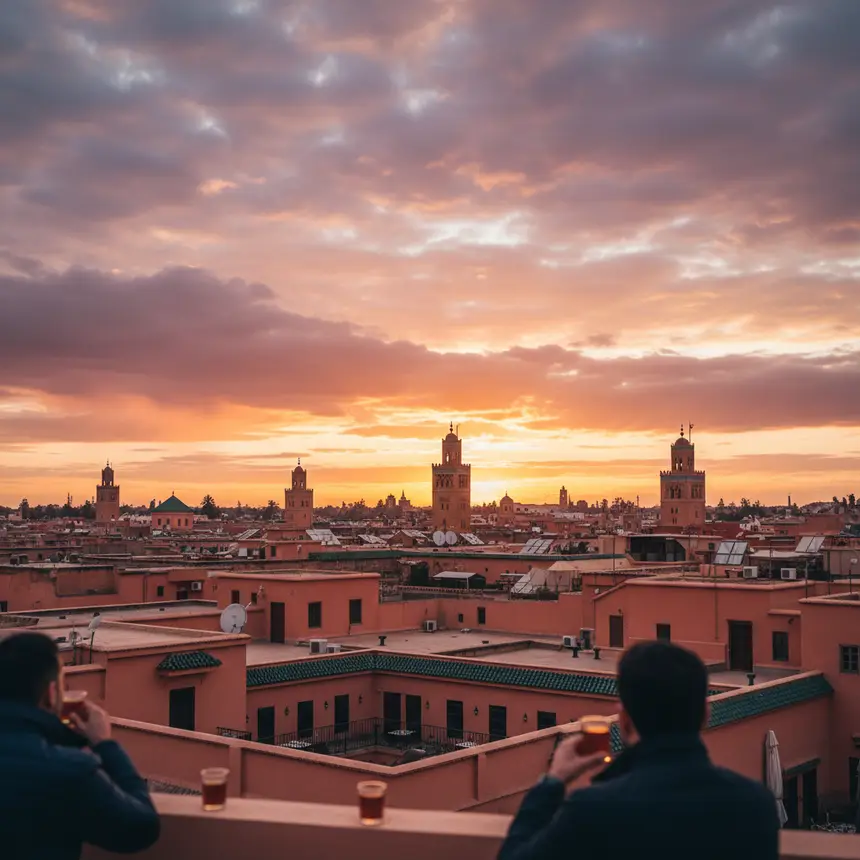 Marrakech cityscape sunset
