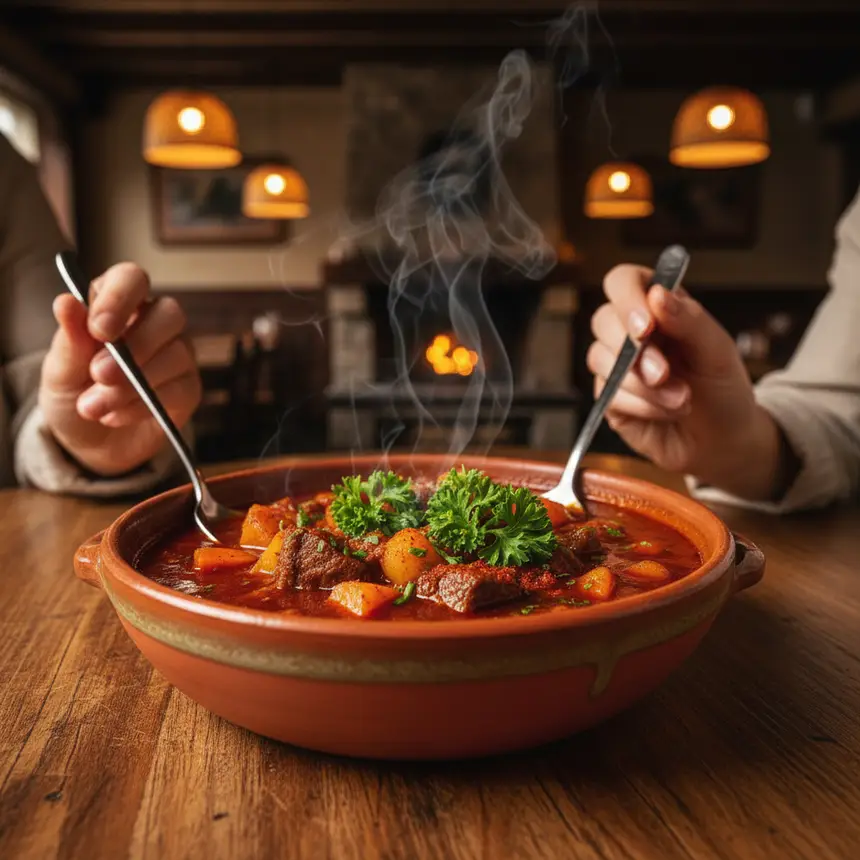 Hungarian goulash, traditional meal