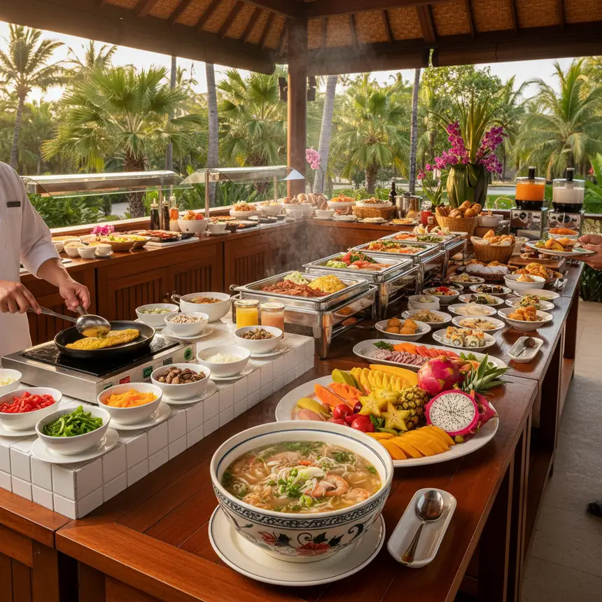 Cambodian hotel breakfast