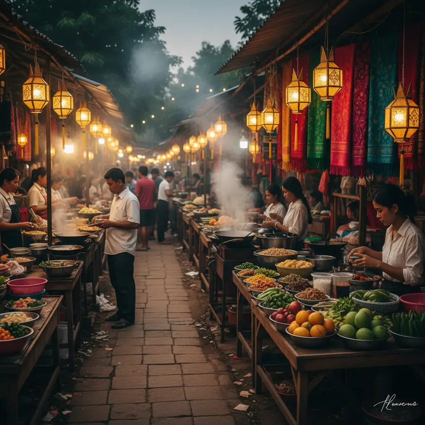 Siem Reap night market scene