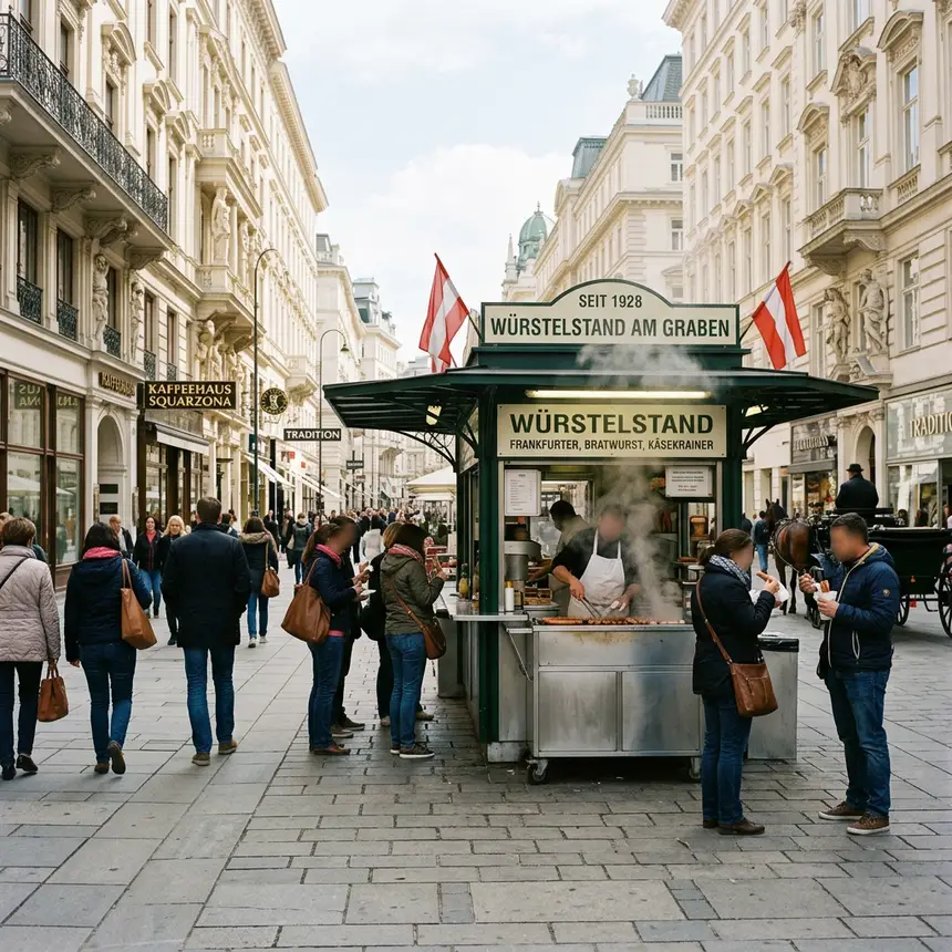Traditional Viennese sausage stand