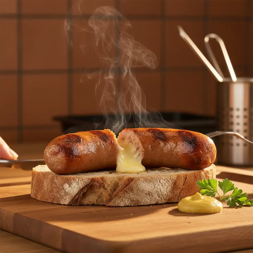 Grilled Viennese cheese sausage