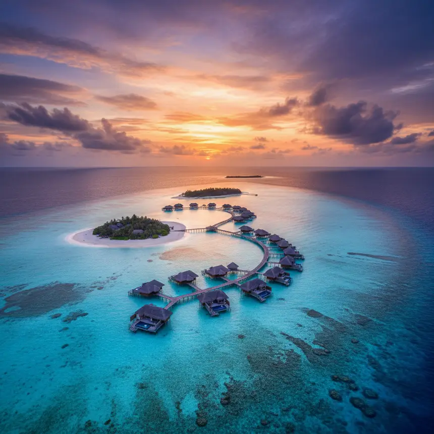 Maldives aerial island view