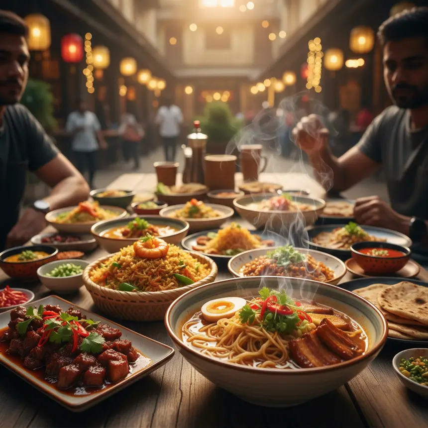 Table of diverse pork dishes in Mumbai
