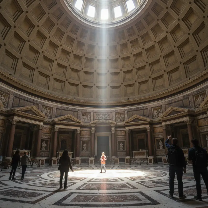Rome Pantheon interior light