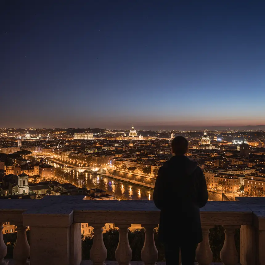 Rome night view panorama