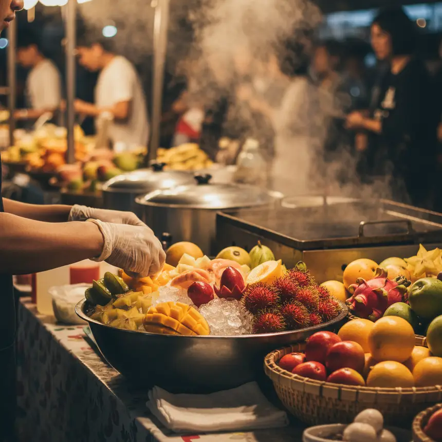 Kota Kinabalu night market, tropical fruits