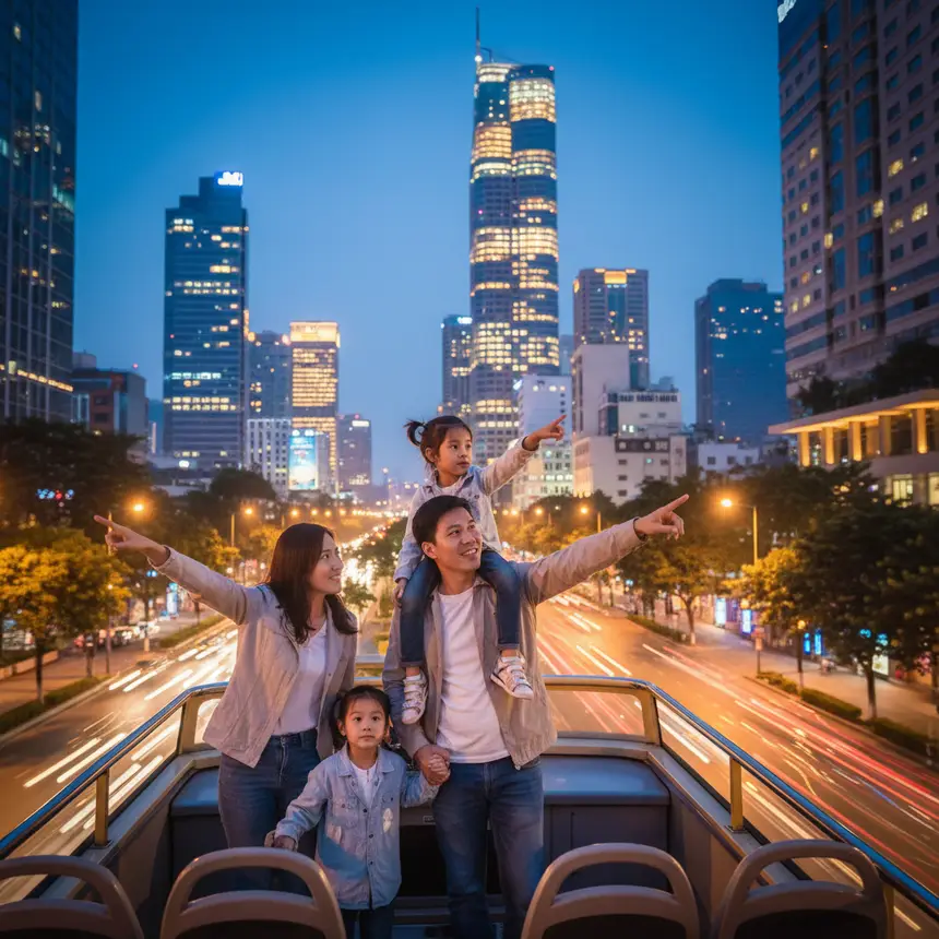 Ho Chi Minh family travel city tour bus
