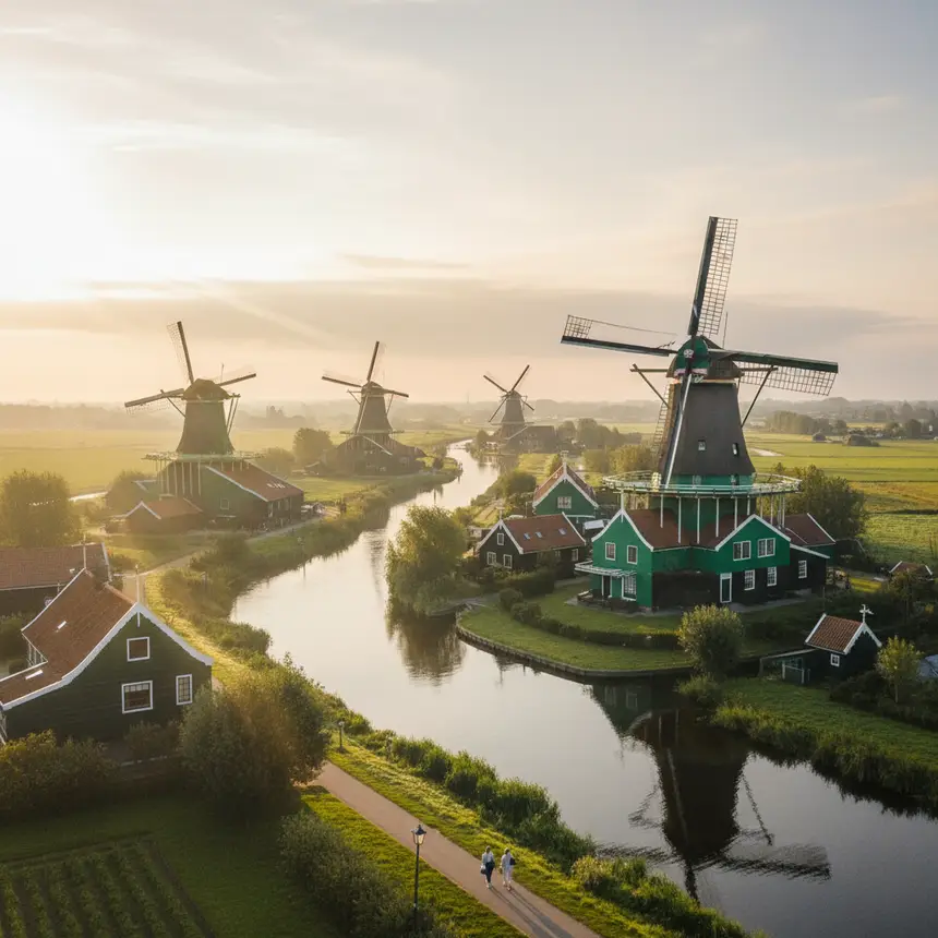잔세스칸스 풍차마을, 네덜란드 풍경, 전통 가옥