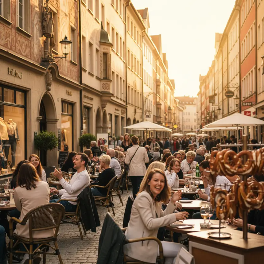 Munich outdoor cafe scene