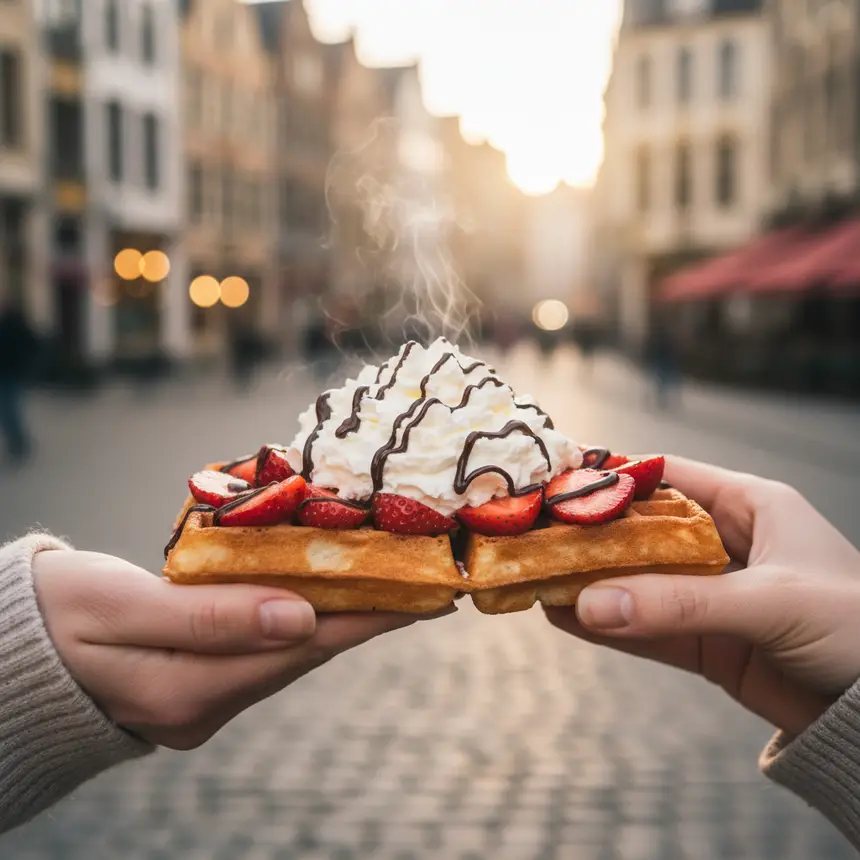 Belgian waffle dessert