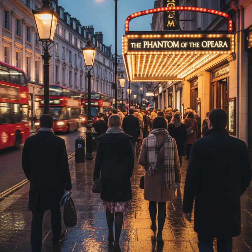 London theater district at night