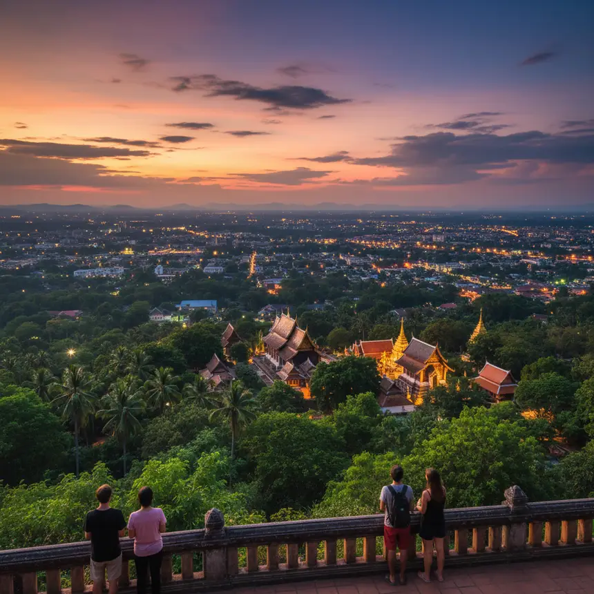Chiang Mai city skyline, sunset, concluding Thailand trip