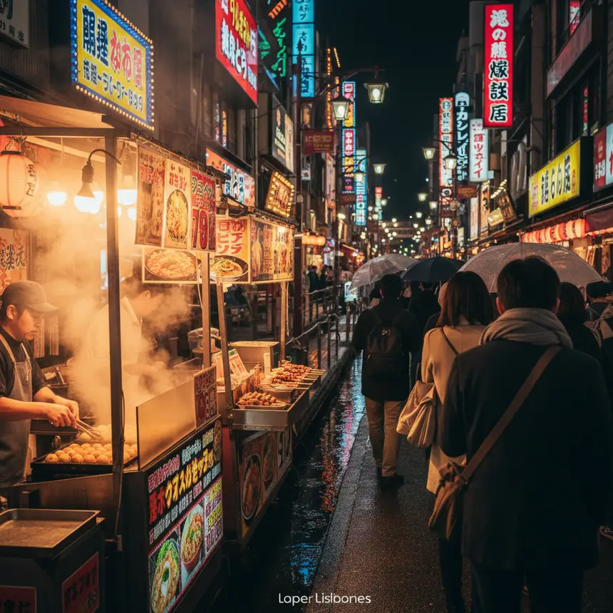 도톤보리 야경 길거리음식