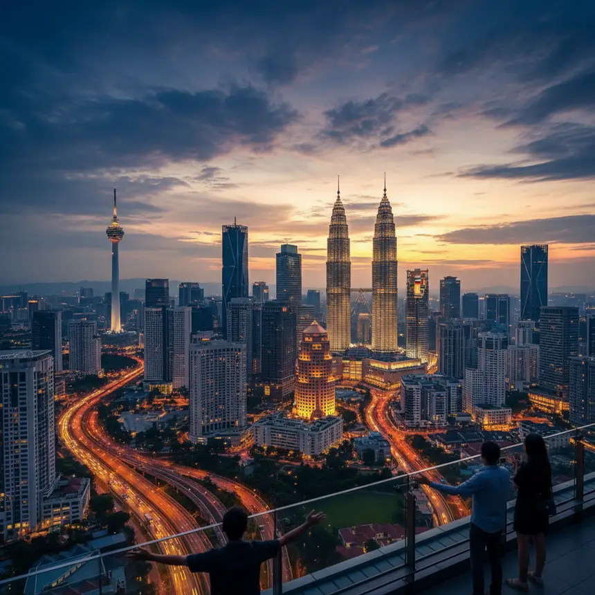 Kuala Lumpur skyline, city night view