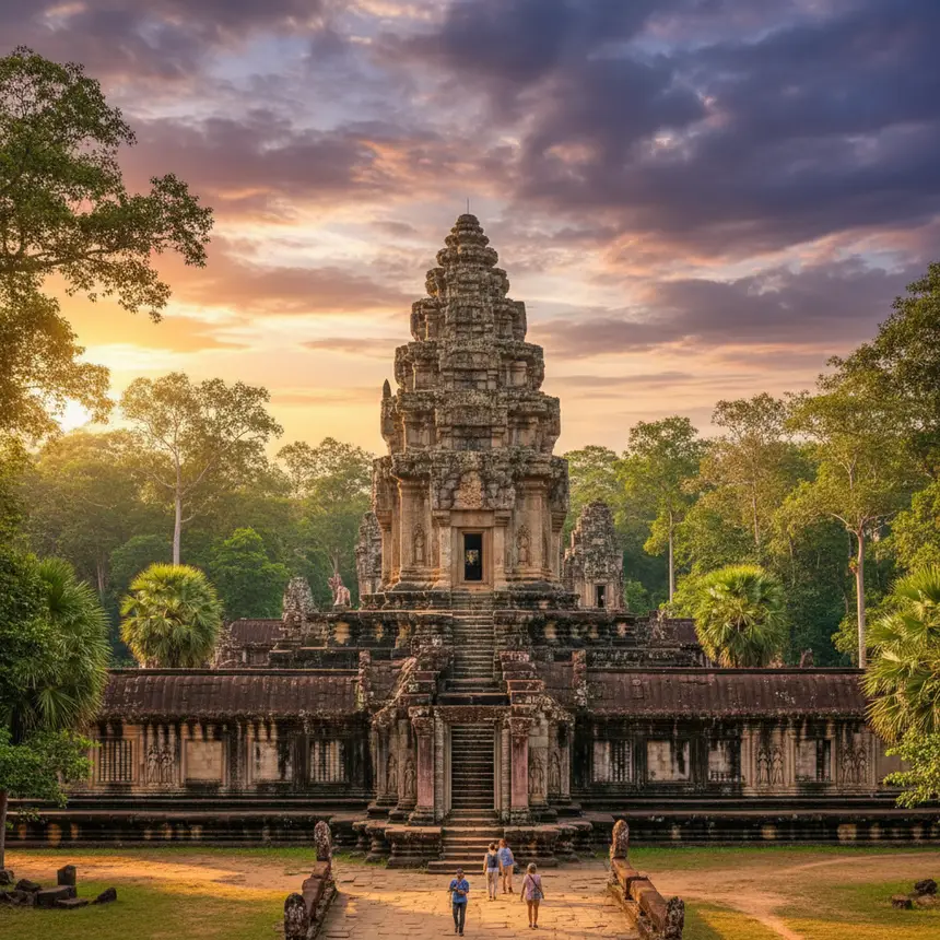 Baphuon temple, three-tiered pyramid, ancient Khmer architecture