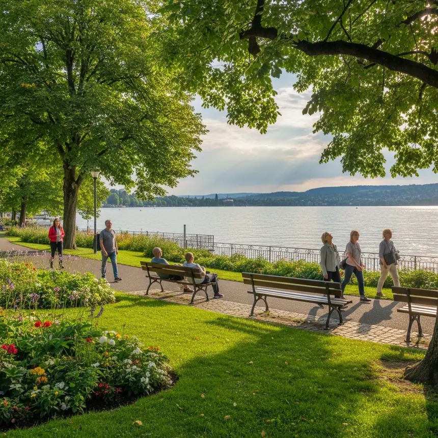 Zürichhorn Park lakeside view