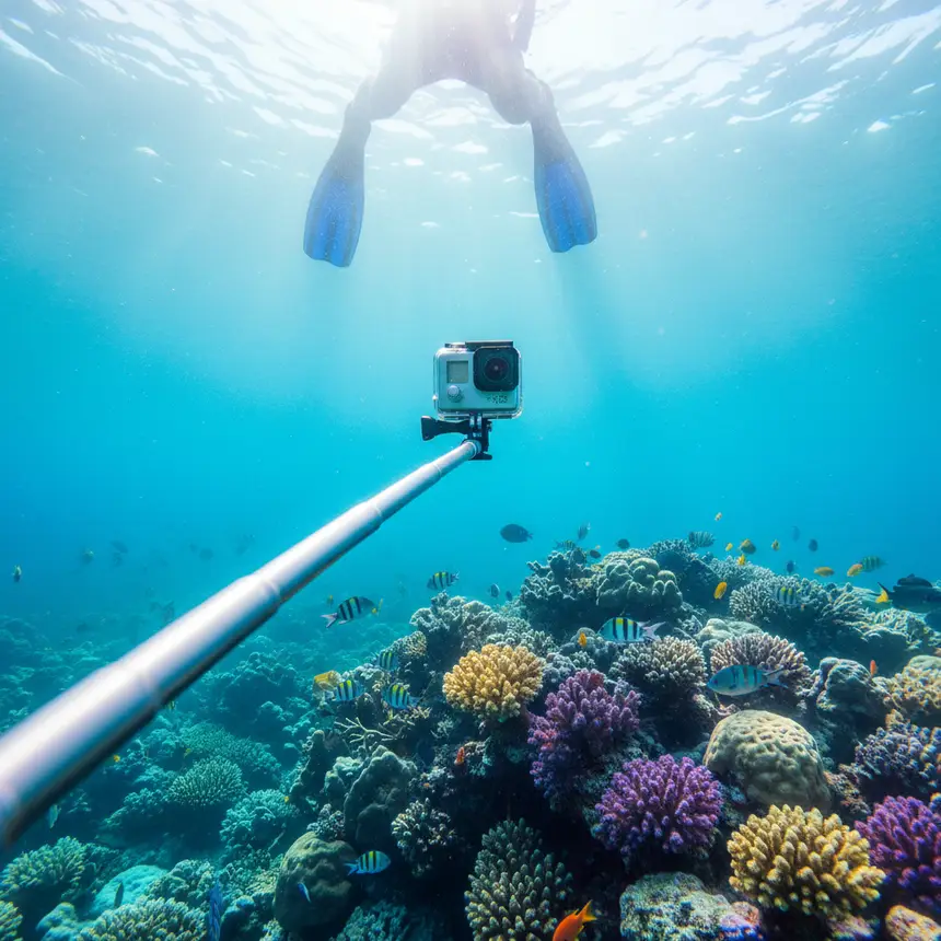 Action camera underwater, Philippines marine life
