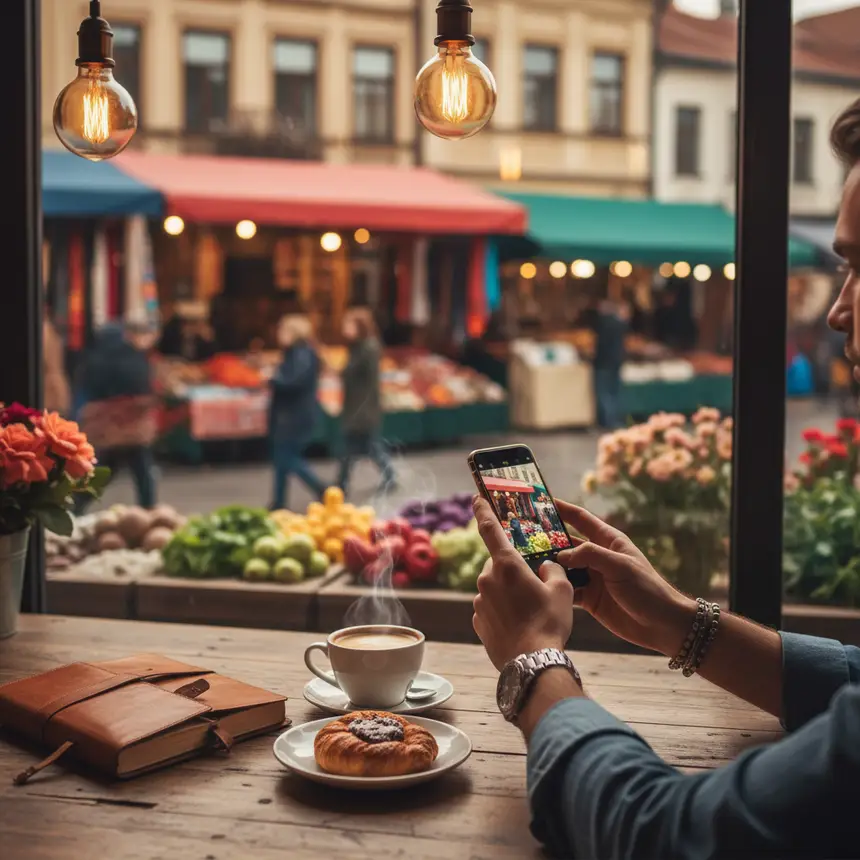 Traveler cafe relaxation