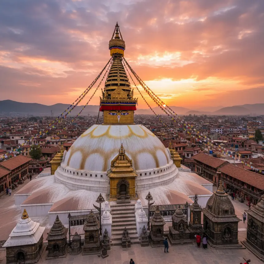Panoramic view of Swayambhunath temple