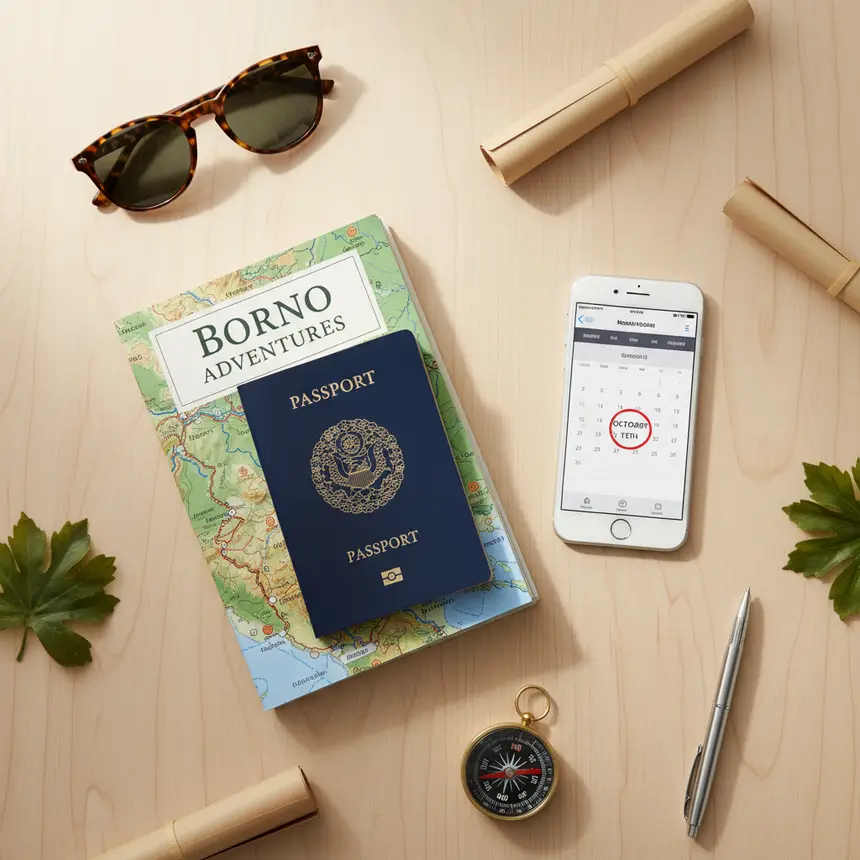 Travel preparation, flat lay