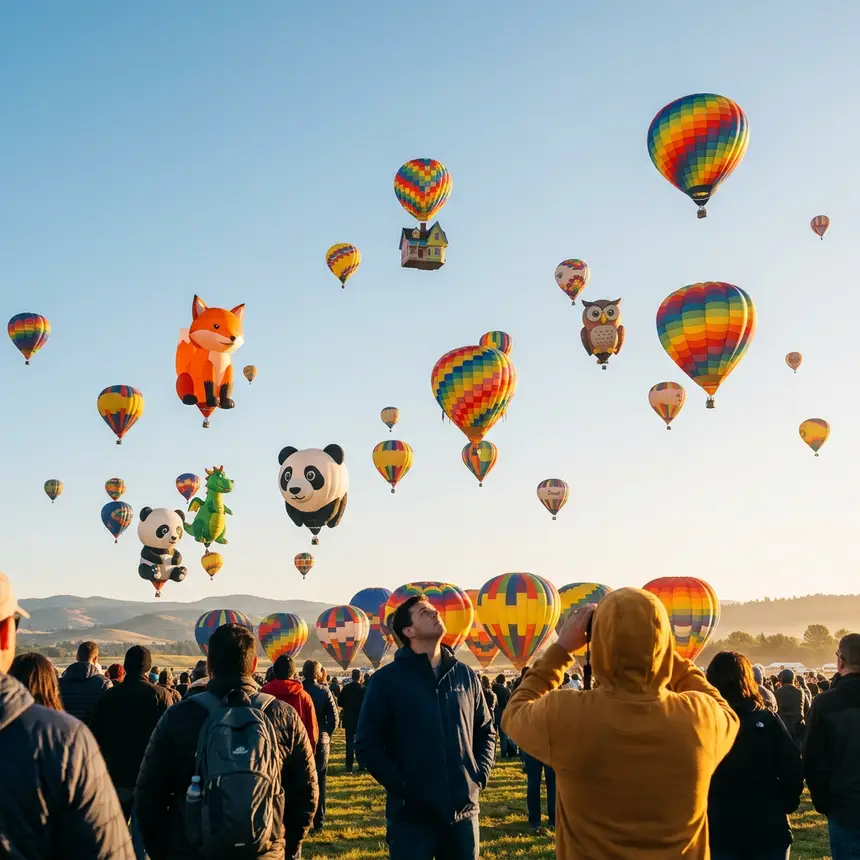 Colorful hot air balloon flight