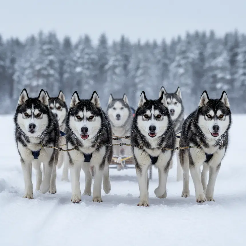 Husky sled dogs