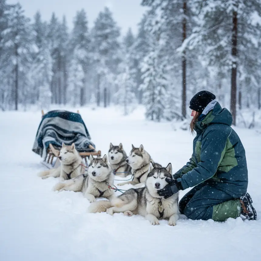 Husky dog interaction