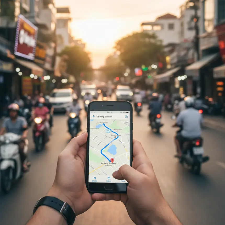 Da Nang city map on phone