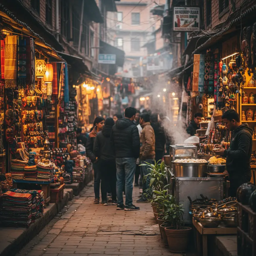 Thamel Street momo shopping