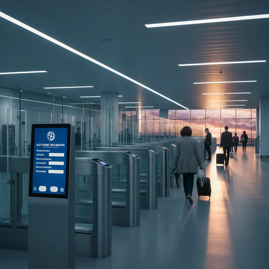 Airport immigration counter