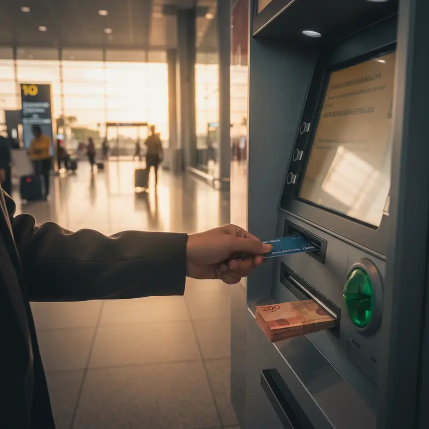 Airport ATM cash withdrawal