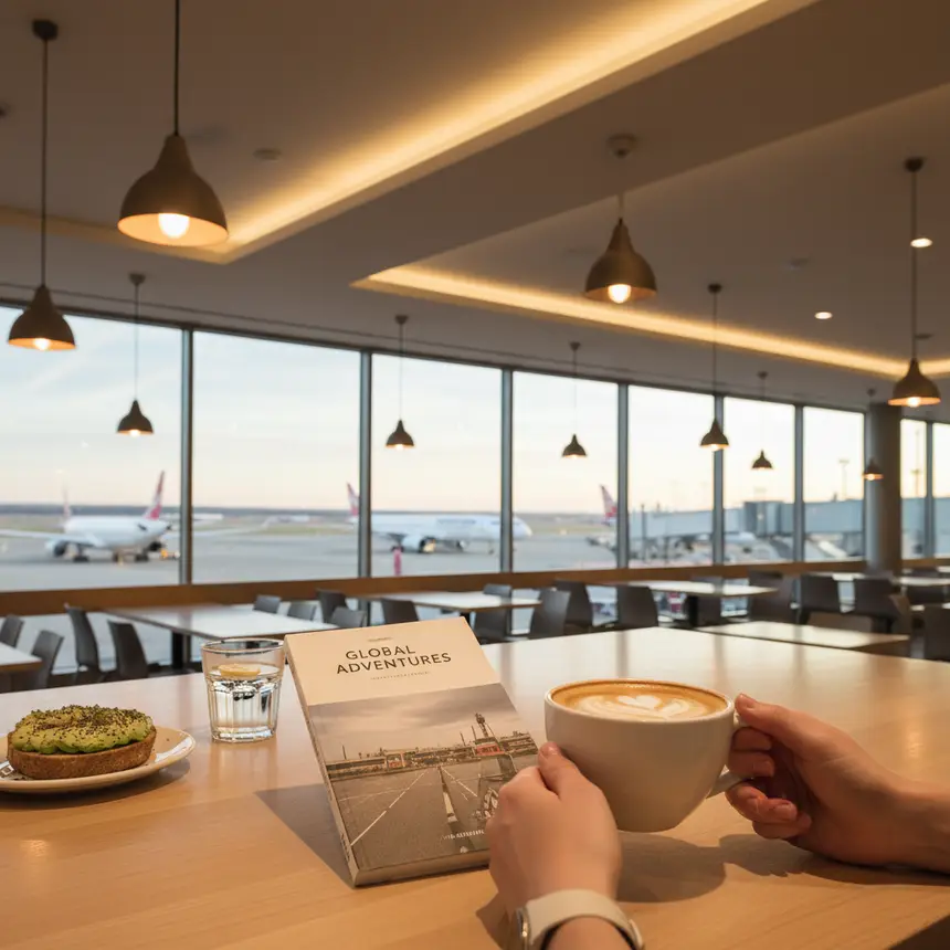 Airport cafe relaxation