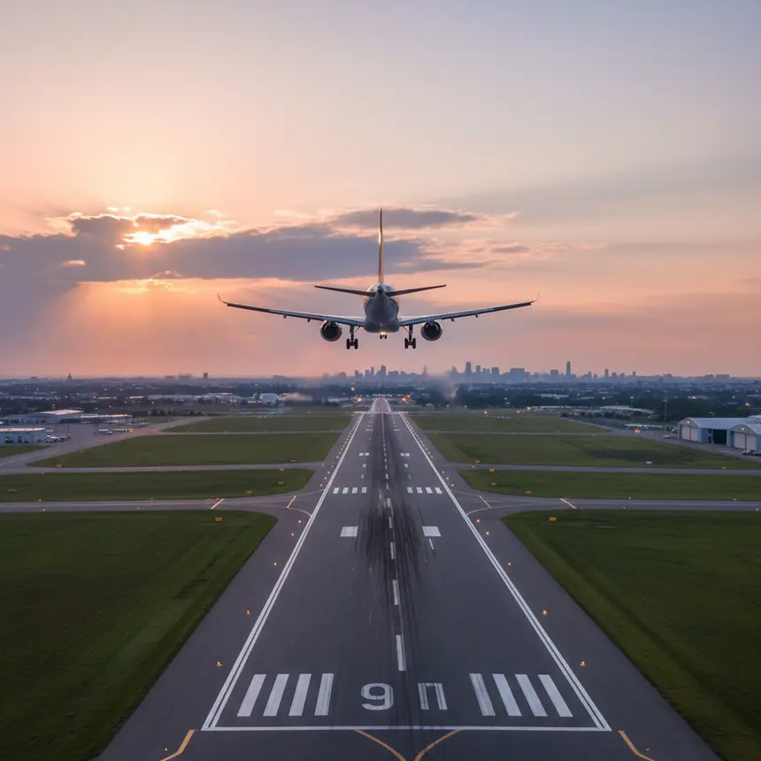 Airport runway takeoff
