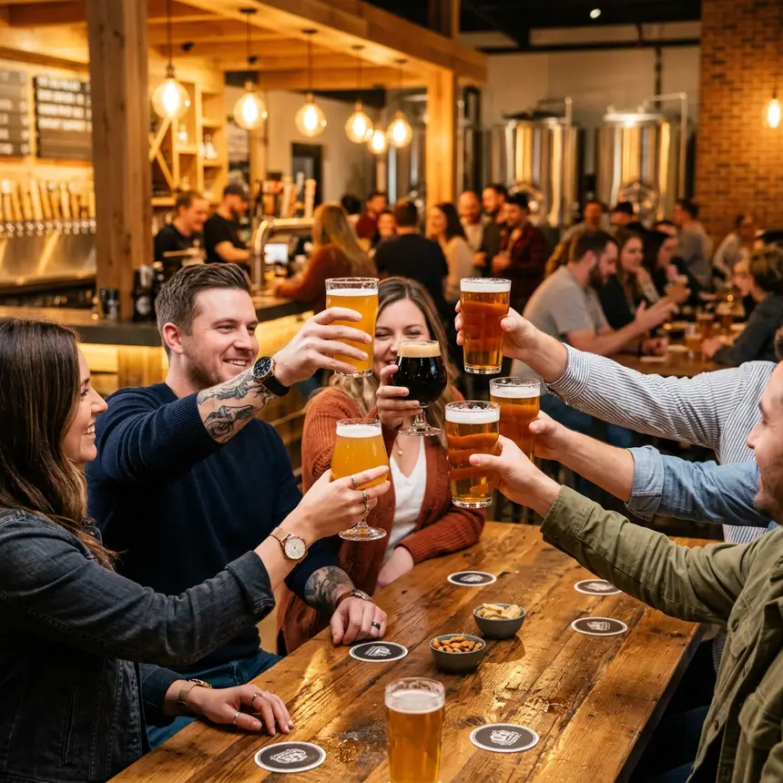 Toasting with friends and beer