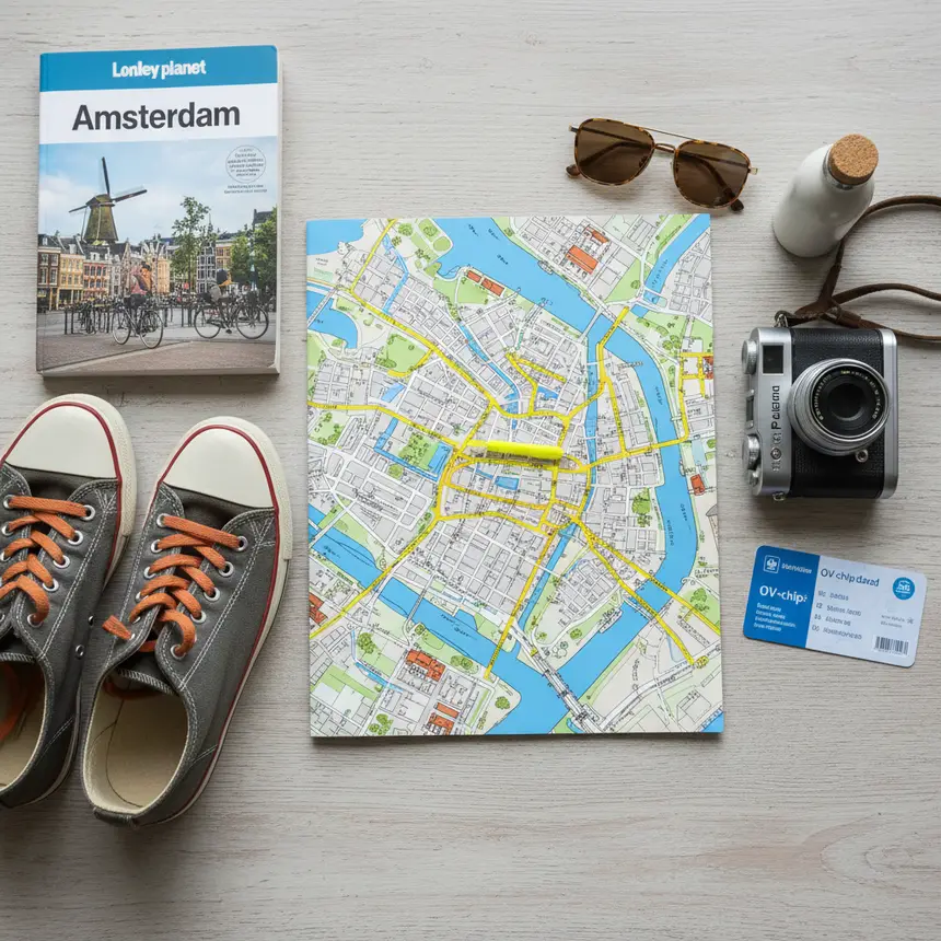 Amsterdam travel essentials, city map, transport pass