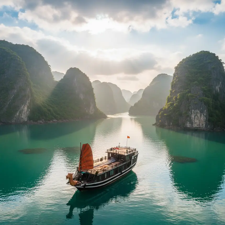 Halong Bay traditional cruise boat