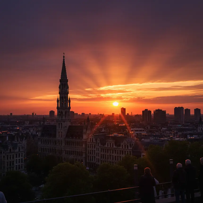 Brussels sunset skyline