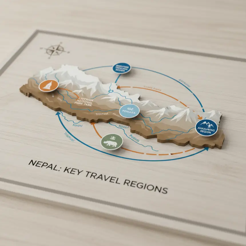Nepal travel destination infographic map