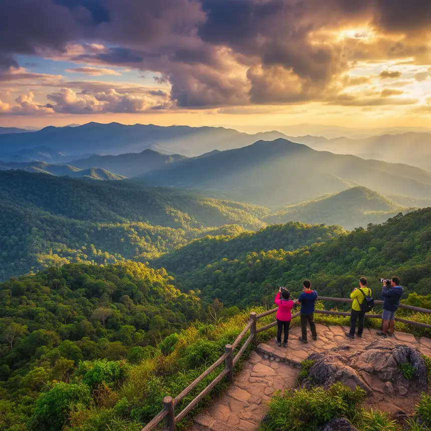 Doi Inthanon mountain range panorama
