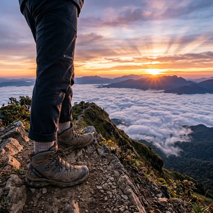 Mountain summit sunrise sea of clouds