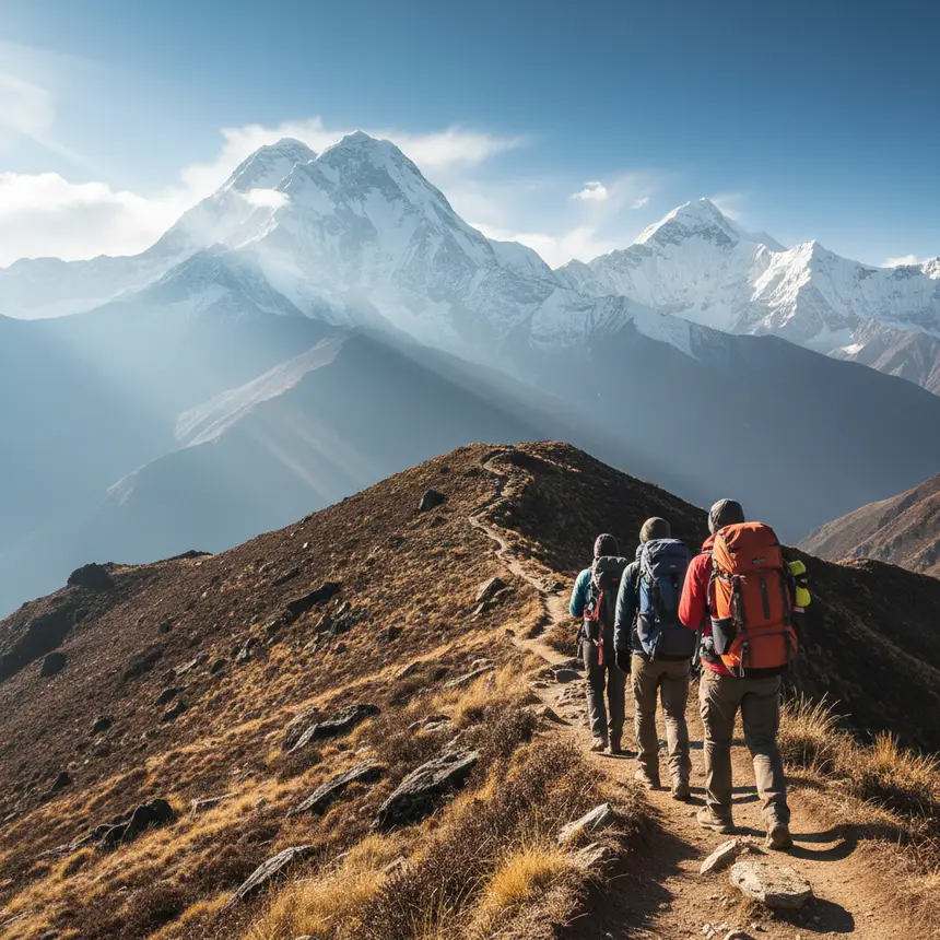 Trekkers mountain path